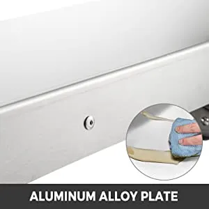 aluminum alloy plate of VEVOR concession shelf being cleaned with a blue cloth.