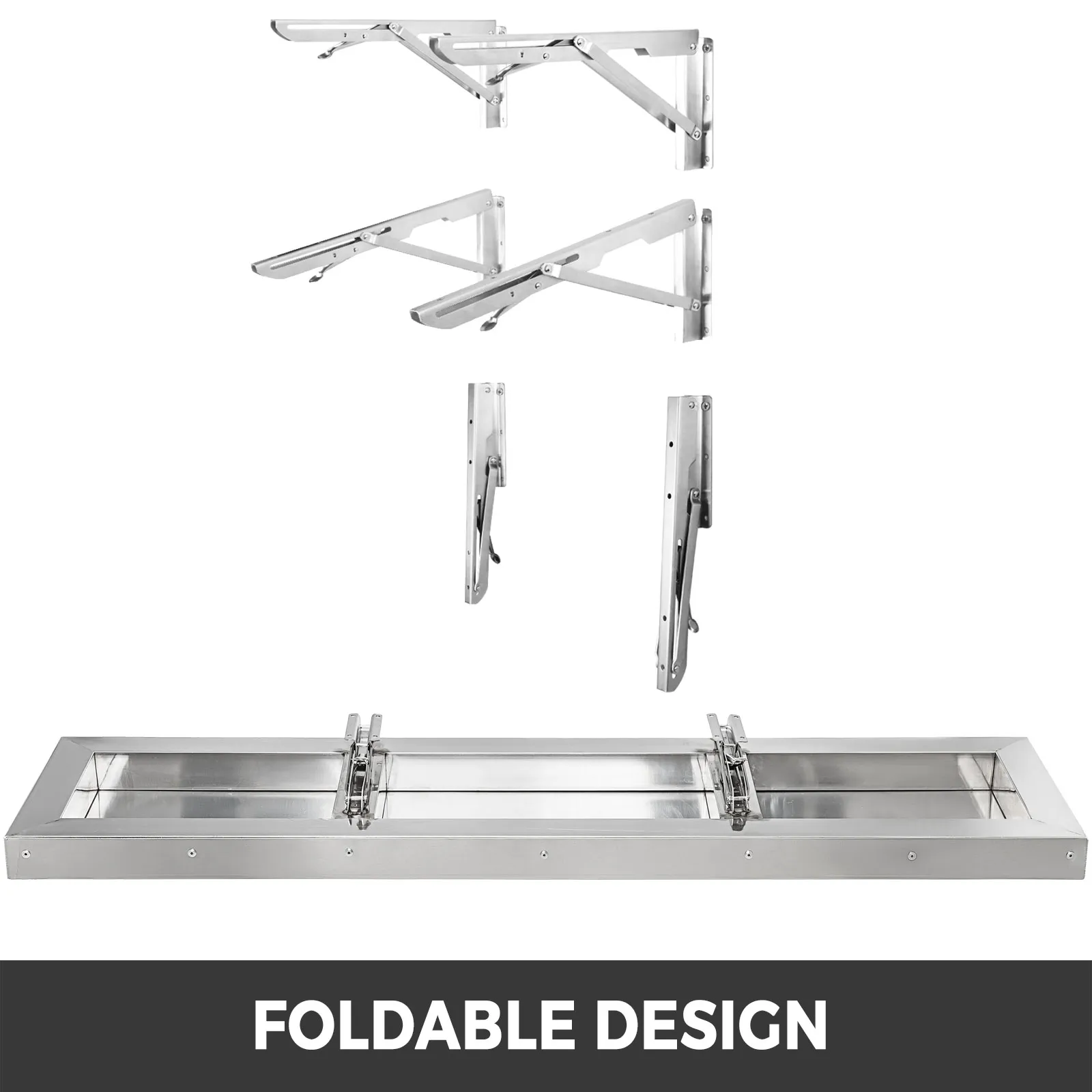 VEVOR concession shelf showcasing foldable metal brackets and sturdy design.