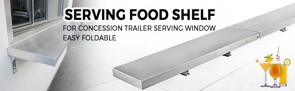 VEVOR concession shelf for trailer serving window, easy foldable aluminum shelf.