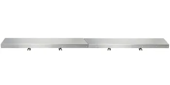 two stainless steel VEVOR concession shelves mounted on brackets against a white backdrop.