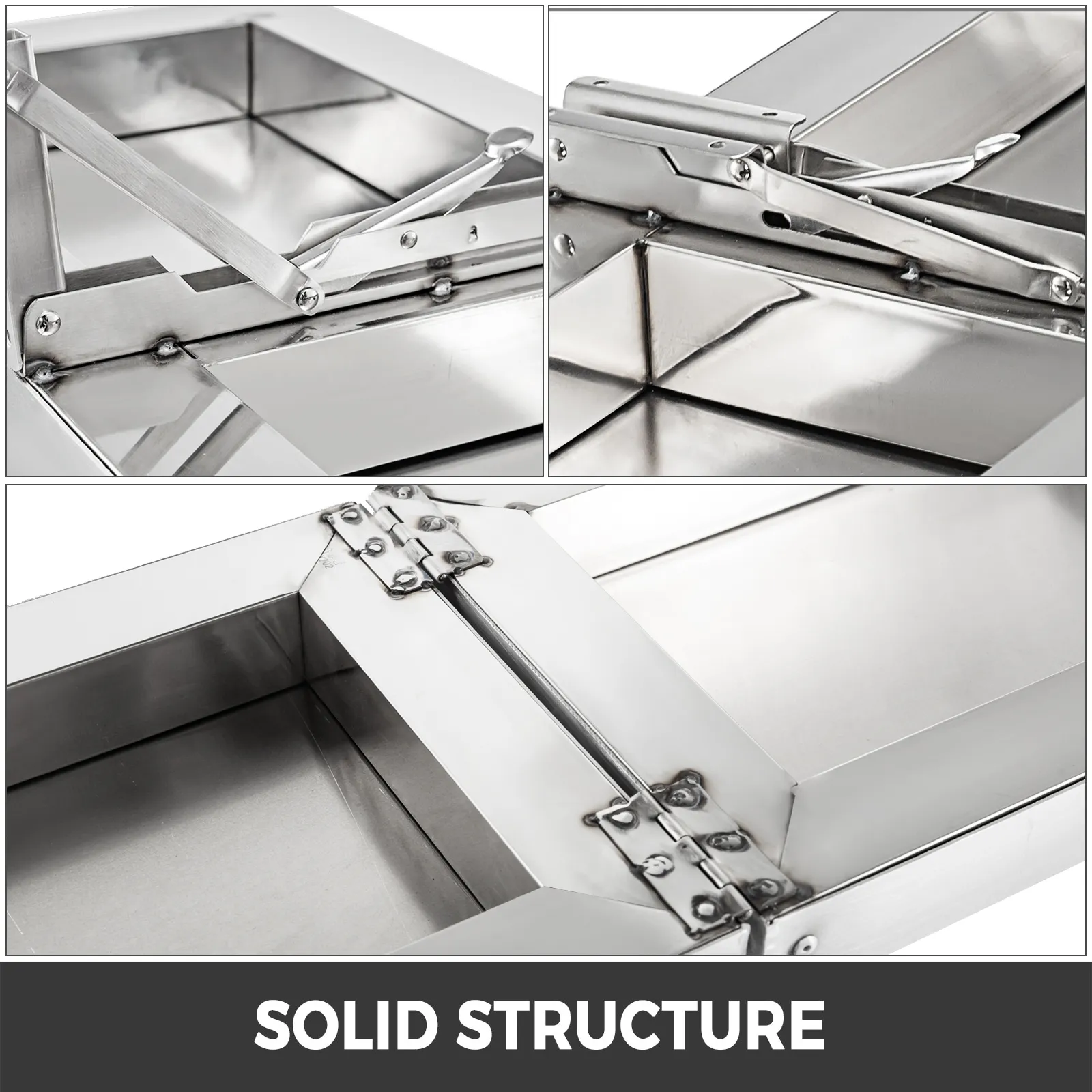 stainless steel VEVOR concession shelf with solid structure and durable hinges.
