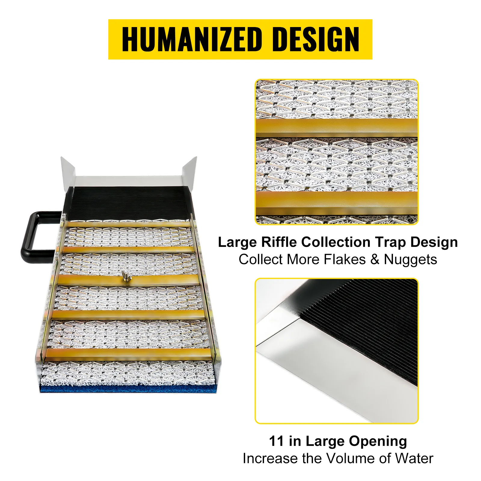 Caja de compuerta dorada VEVOR con diseño de trampa de rápidos grande y abertura grande de 11 pulgadas.