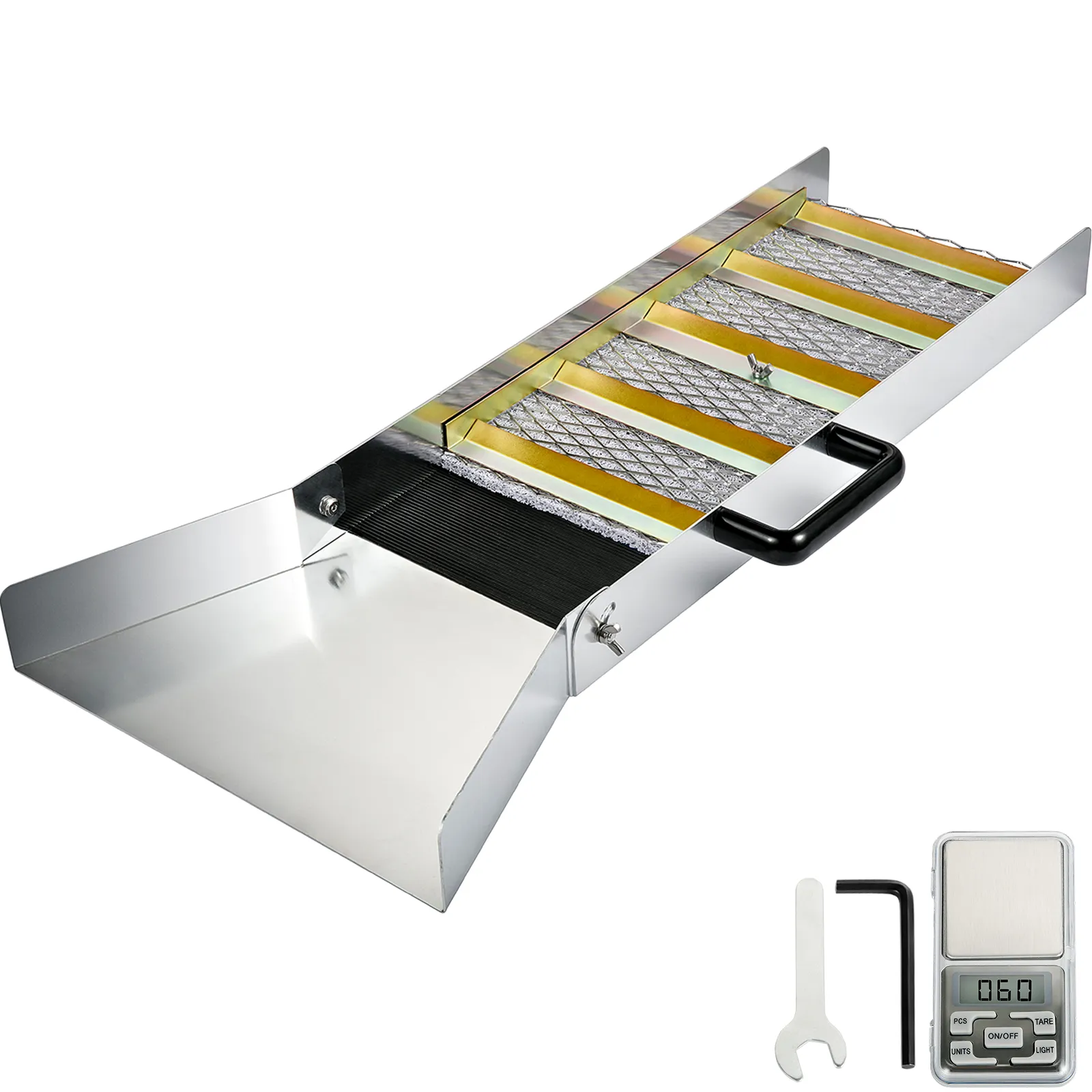 Caja de compuerta VEVOR con asa, balanza para búsqueda de oro, llave inglesa y llave hexagonal.