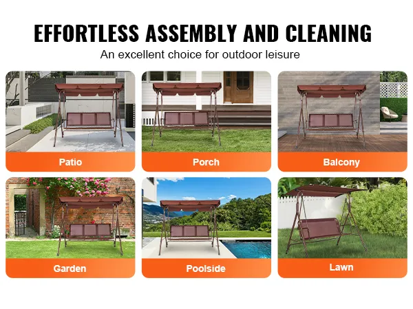 Sedia a dondolo da giardino VEVOR: versatile per patio, veranda, balcone, giardino, bordo piscina e prato.