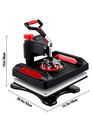 Máquina de prensado térmico VEVOR con placa de 15 x 15,7 pulgadas y 15 pulgadas de altura.