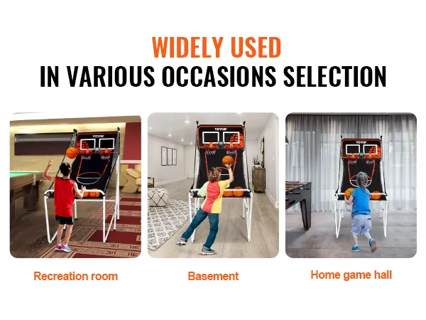 VEVOR basketball arcade game used in a recreation room, basement, and home game hall.