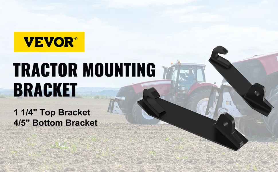 Soportes de montaje para tractor VEVOR con un tractor en un fondo de campo.