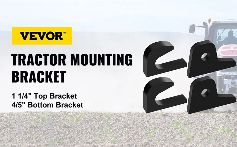 VEVOR tractor mounting bracket set with a tractor in the background.