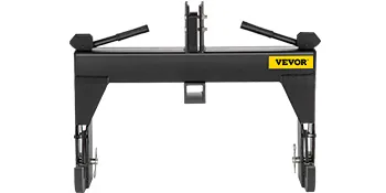 VEVOR 3-point quick hitch, black steel frame with yellow logo.