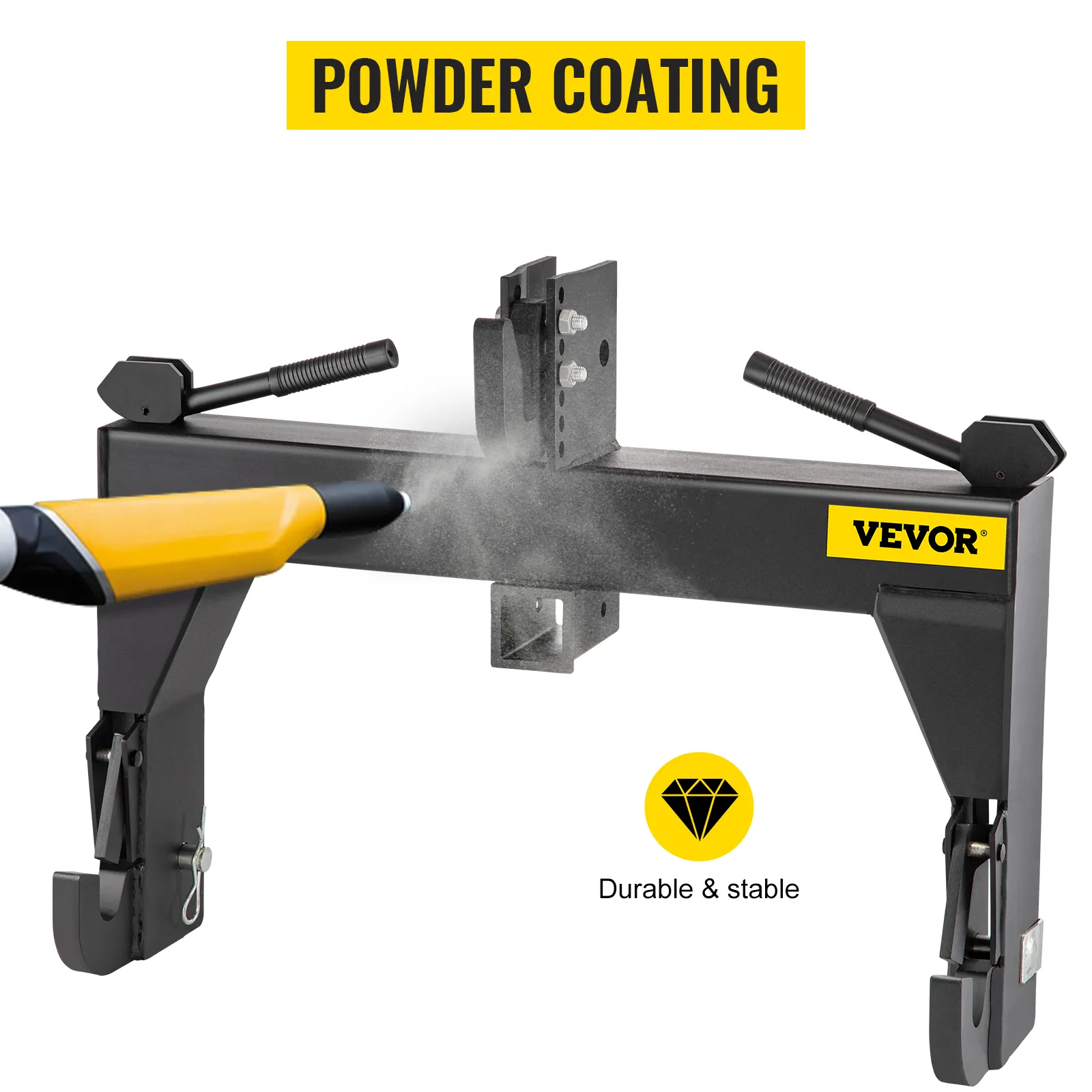 VEVOR 3-point quick hitch with durable powder coating being applied.