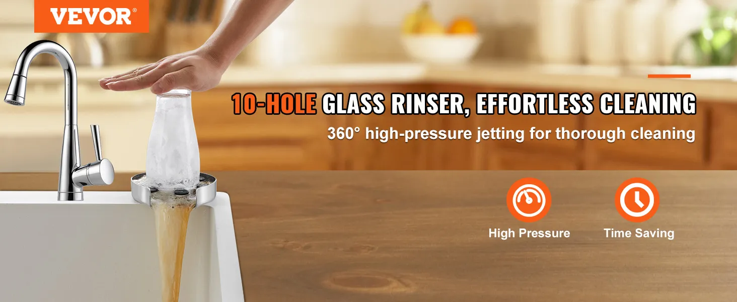 VEVOR Gläserspüler mit 10-Loch Hochdruckdüsen für müheloses und gründliches Reinigen.