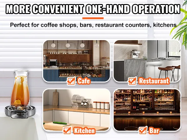 VEVOR glass rinser perfect for cafes, restaurants, bars, and kitchens with one-hand operation.