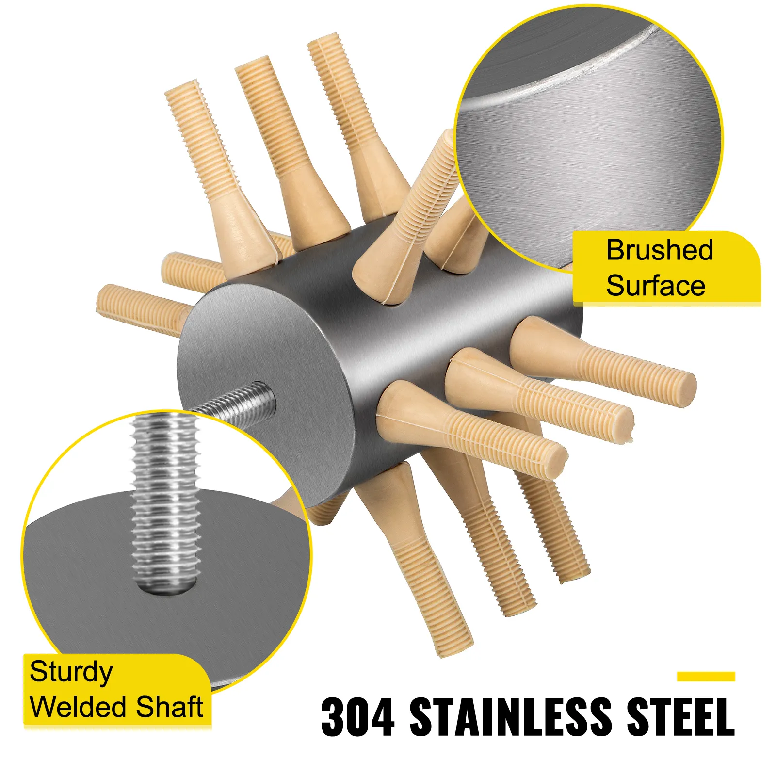 VEVOR chicken plucker with sturdy welded shaft and 304 stainless steel brushed surface