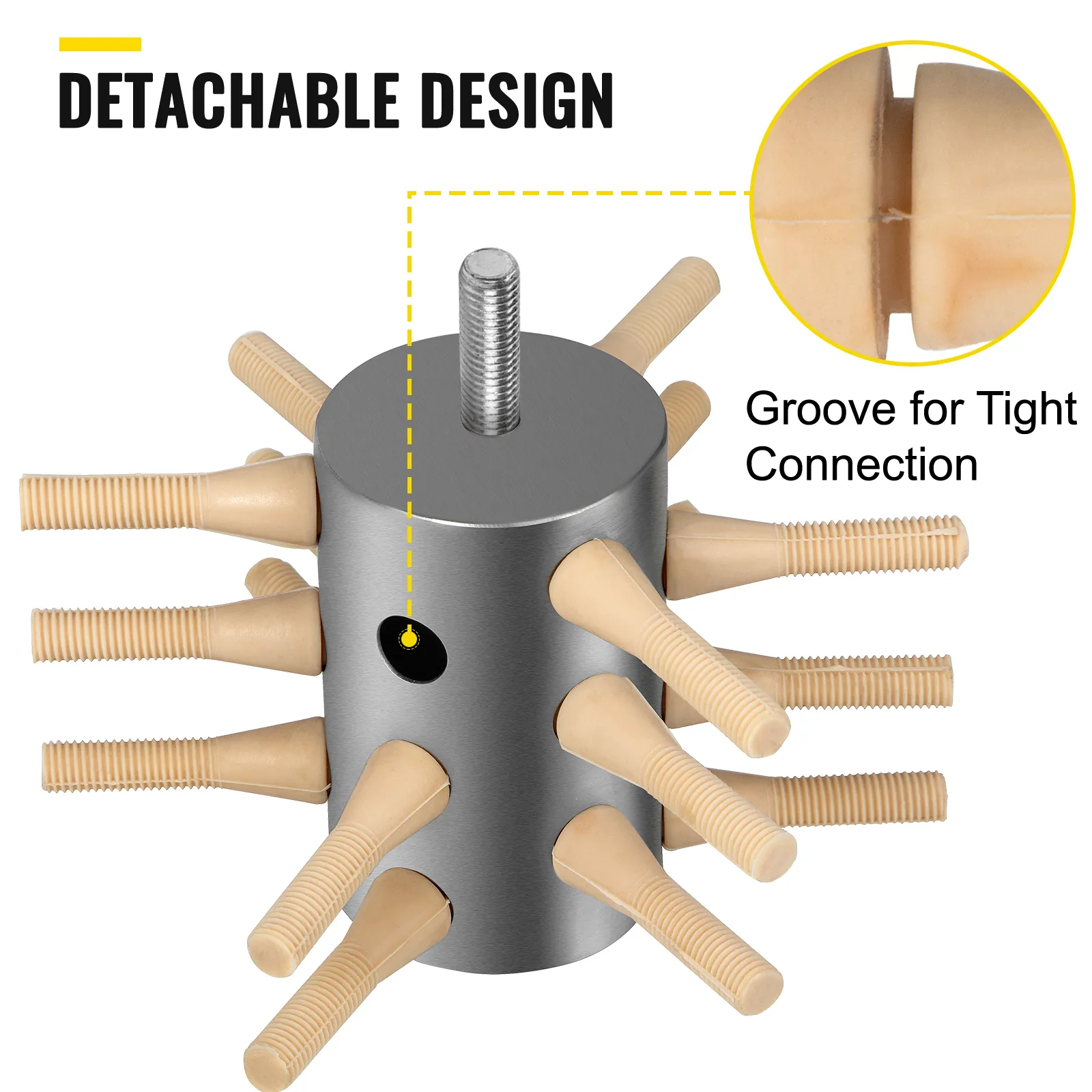 VEVOR chicken plucker with detachable design and grooves for tight connection.