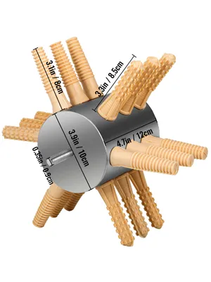 VEVOR chicken plucker attachment with dimensions in metric and imperial measurements