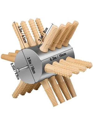 VEVOR chicken plucker drum with rubber fingers, showing detailed dimensions.