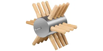 VEVOR chicken plucker with rubber fingers on a cylindrical metal drum.
