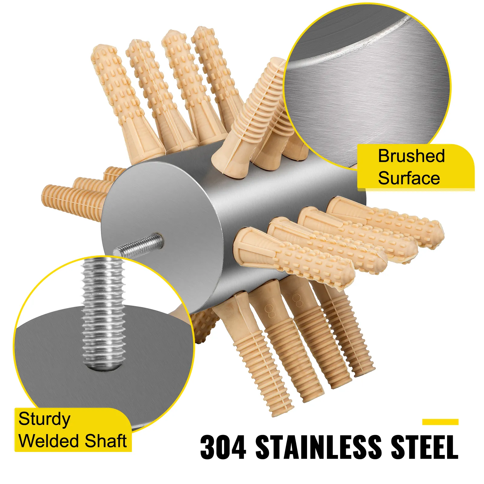 VEVOR chicken plucker with sturdy welded shaft and 304 stainless steel brushed surface.