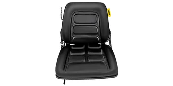 Asiento de carretilla elevadora VEVOR de cuero negro con acolchado ergonómico y respaldo ajustable.