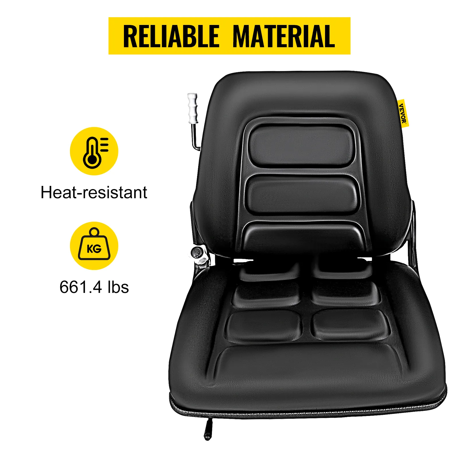 Asiento de carretilla elevadora VEVOR confiable y resistente al calor que soporta hasta 661,4 libras.