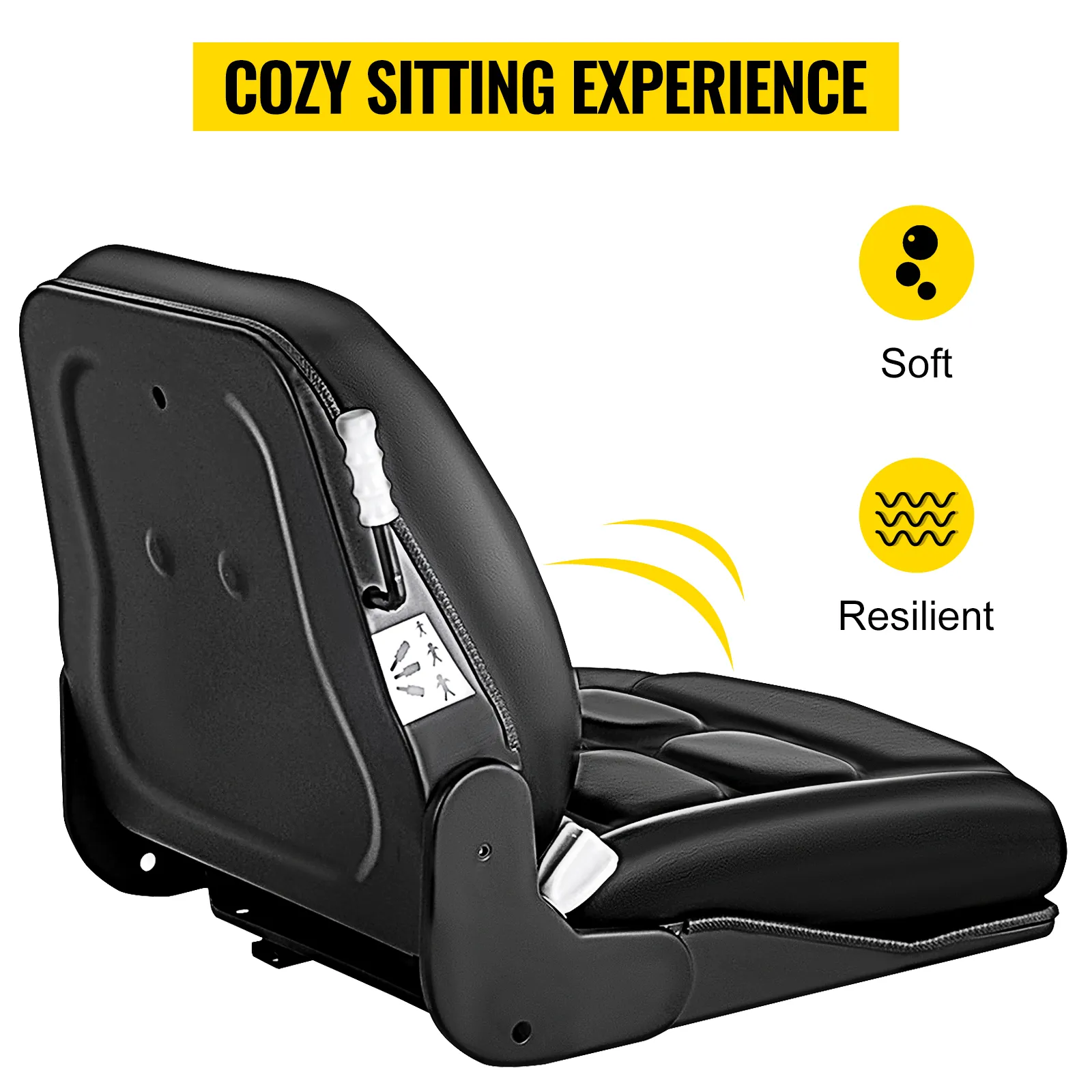 Asiento de carretilla elevadora VEVOR que ofrece una experiencia de asiento acogedora, suave y resistente.