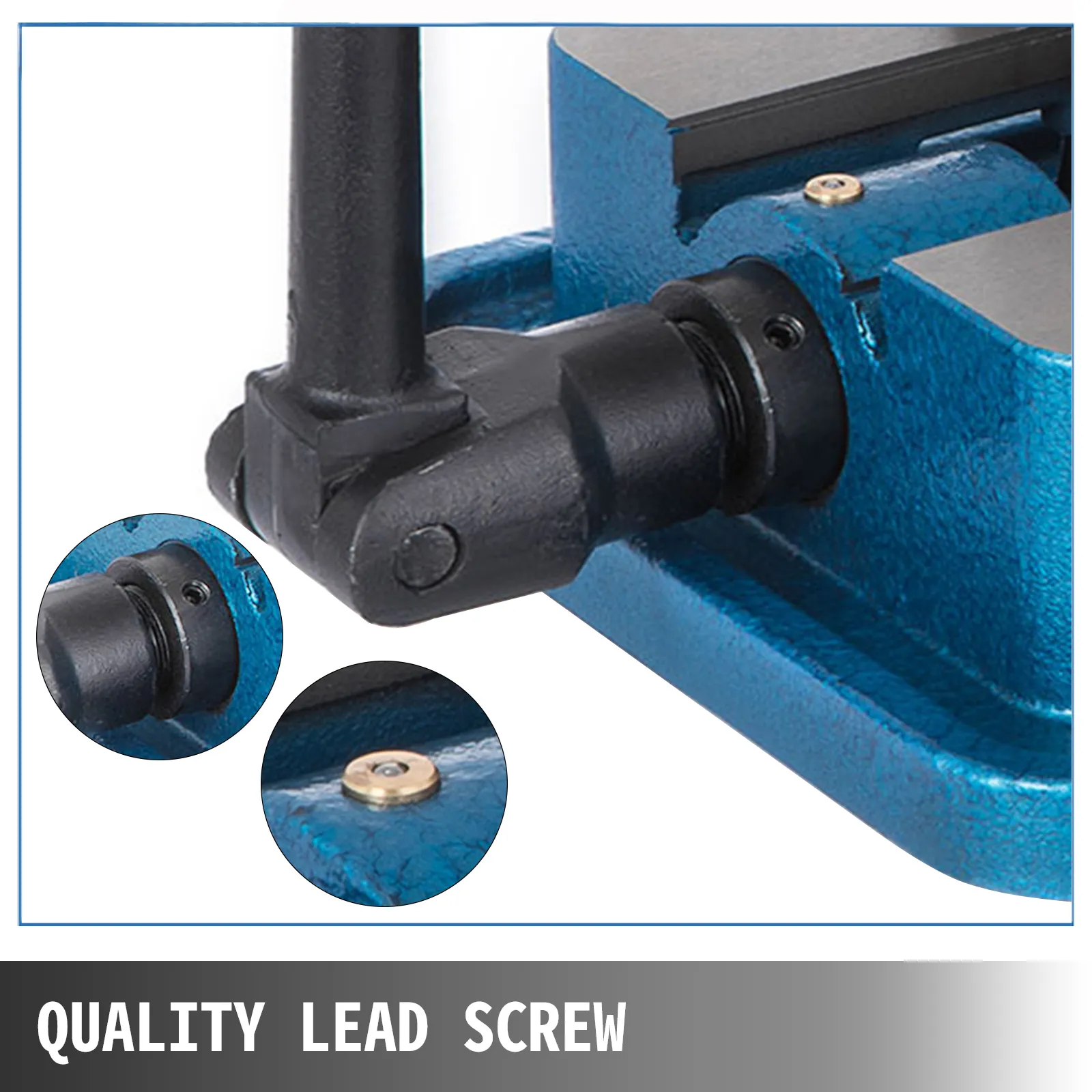 VEVOR milling vise with quality lead screw and blue metal finish.