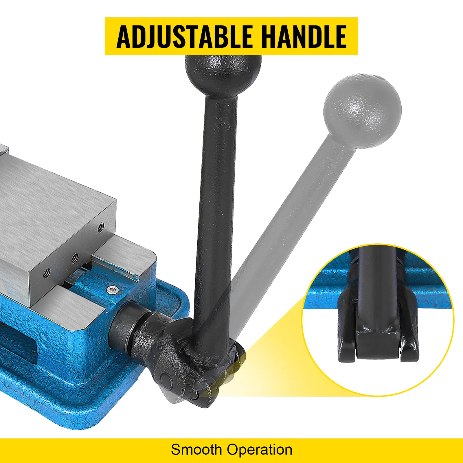 VEVOR milling vise with adjustable handle and smooth operation.