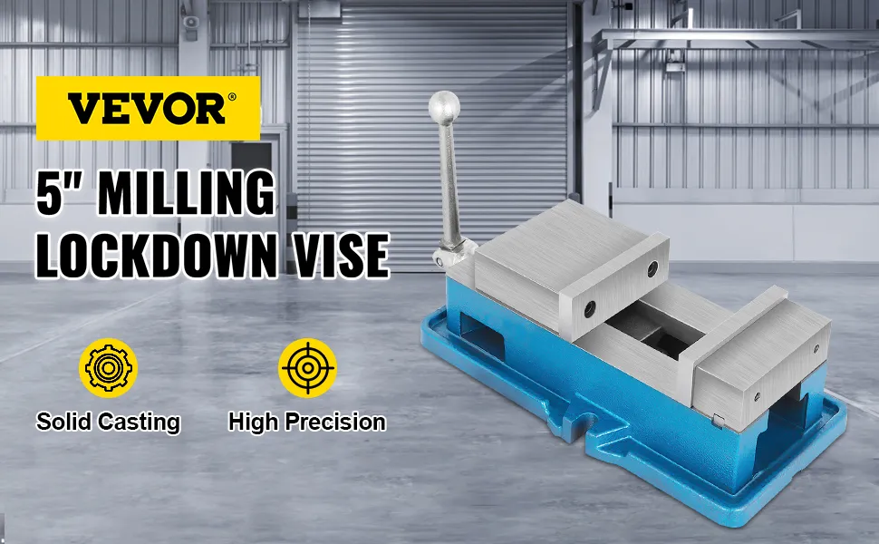 VEVOR cnc vise: 5" milling lockdown vise, solid casting, high precision.