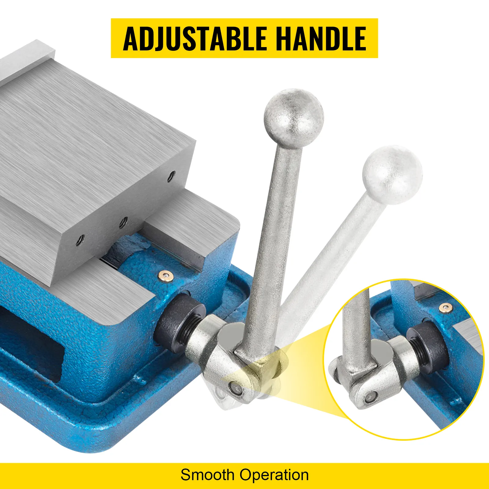 VEVOR cnc vise with adjustable handle for smooth operation.