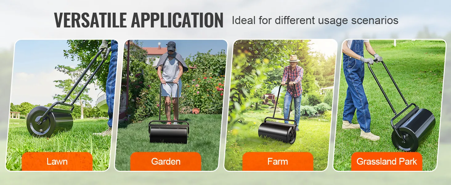 VEVOR-Rasenwalze für vielseitige Anwendungen im Rasen-, Garten-, Bauernhof- und Grünlandparkbereich.