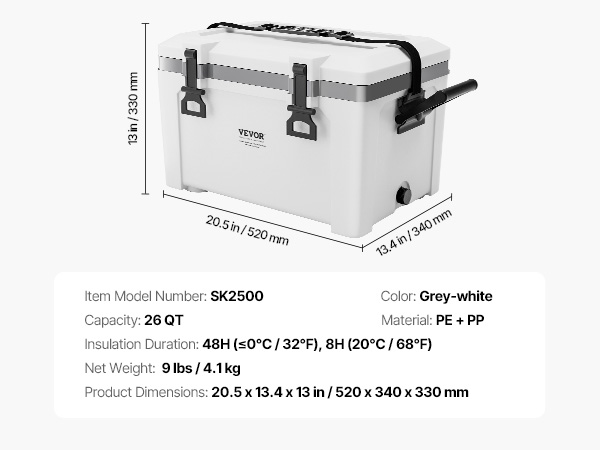 VEVOR Cooler for Picnic | 26QT Ice Retention Design