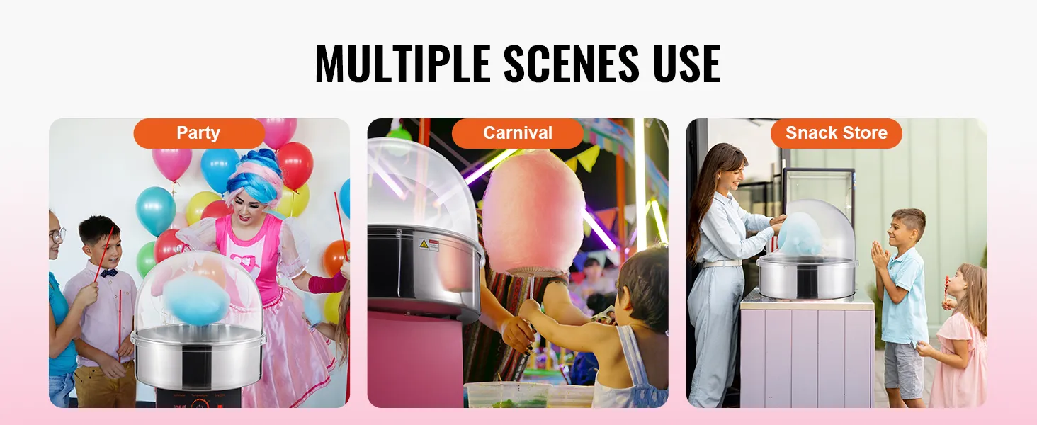 VEVOR suikerspinmachine voor feesten, kermissen en snackwinkels. Geschikt voor meerdere scènes.