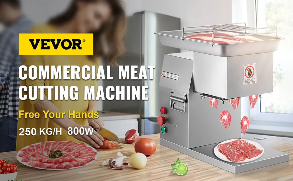 SVOPES Commercial Meat Cutter Machine, 1100 Lb./H, Stainless Steel With Pulley 600-Watt Electric Food Slicer For Kitchen,Silver TSQPJ000000000001V1-0826 - The Home Depot