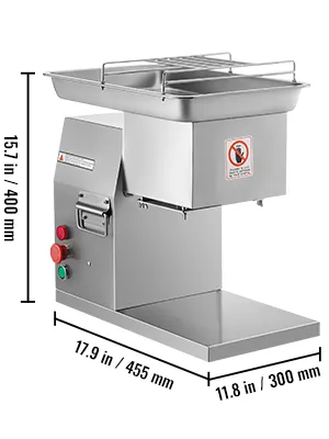 Máquina cortadora de carne comercial VEVOR, 15,7 x 17,9 x 11,8 pulgadas, acero inoxidable.