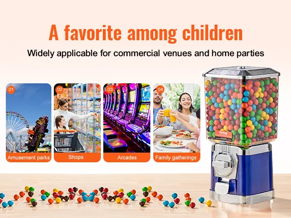 Máquina de chicles VEVOR para parques de atracciones, tiendas, salas de juegos y reuniones familiares.