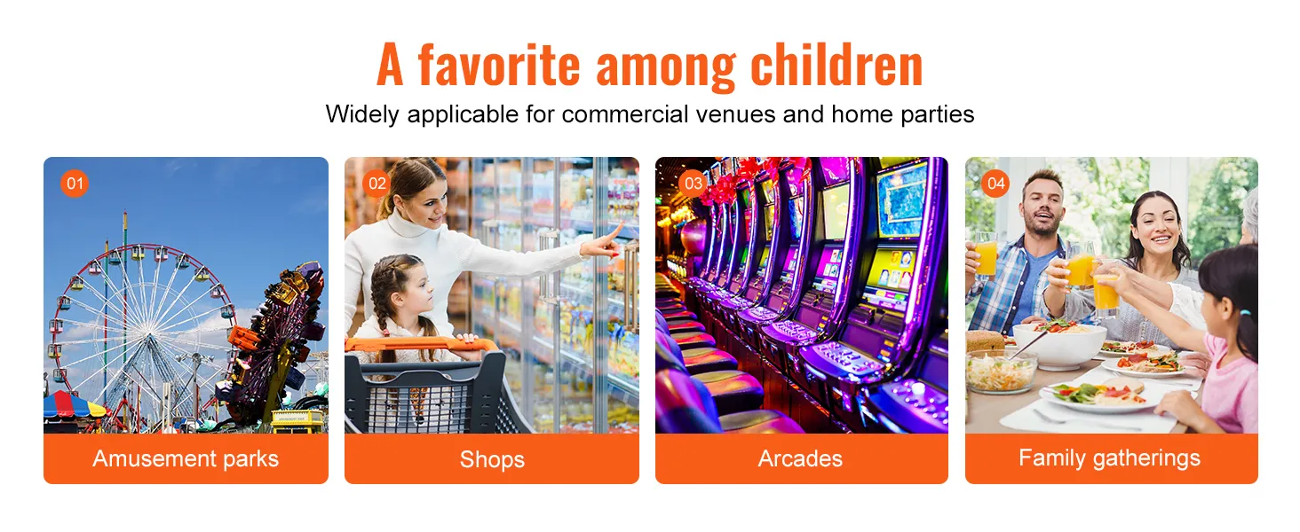 parques de atracciones, tiendas, salas de juegos y reuniones familiares con una máquina de chicles VEVOR, adorada por los niños.