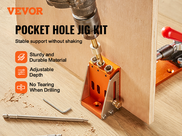VEVOR 30 Pcs Pocket Hole Jig Kit, Adjustable & Easy to Use
