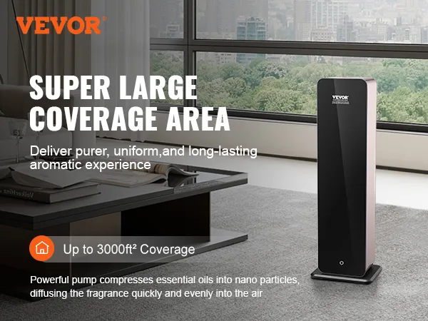 Diffusore di fragranze VEVOR con area di copertura molto ampia, fino a 280 m², per una diffusione uniforme dell'aroma.