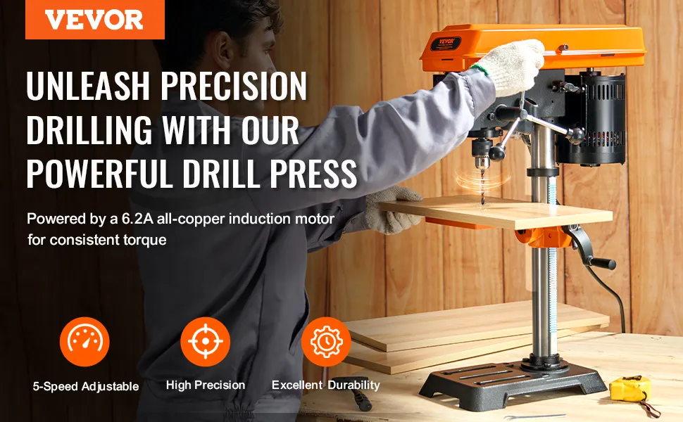 VEVOR Benchtop Drill Press 10" 16-Speed