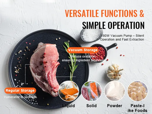 VEVOR Chamber Vacuum Sealer, DZ-260A 6.5 m³/h Pump Rate, Excellent Sealing Effect with Automatic Control, 110V Kitchen Packaging Machine for Fresh Meats, Fruit Saver, Home, Commercial Using