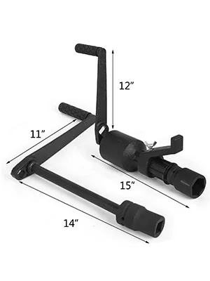 Multiplicador de torsión VEVOR con mango, brazos de medición y dimensiones de enchufe.