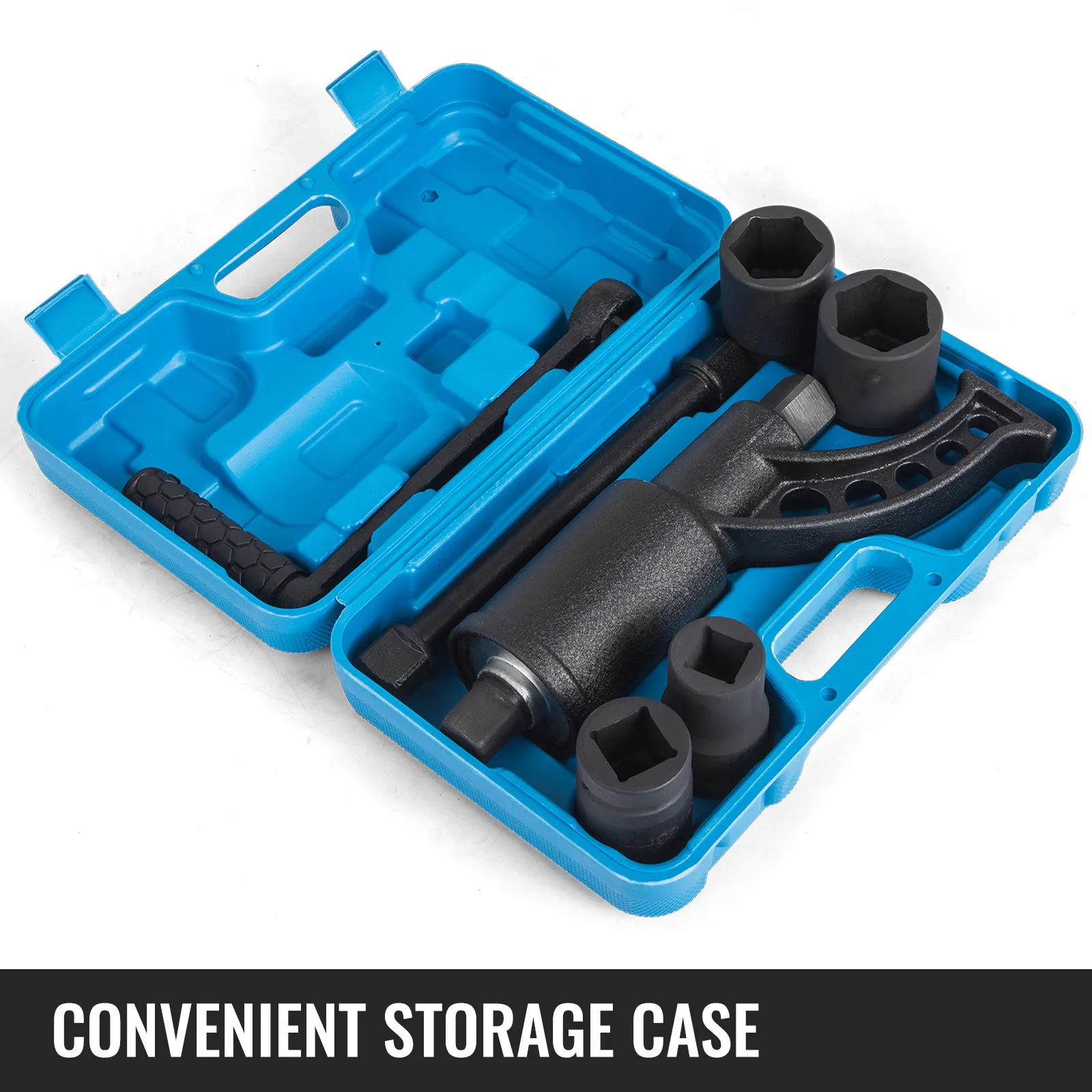 Juego de herramientas multiplicadoras de torsión VEVOR en estuche de almacenamiento azul portátil.