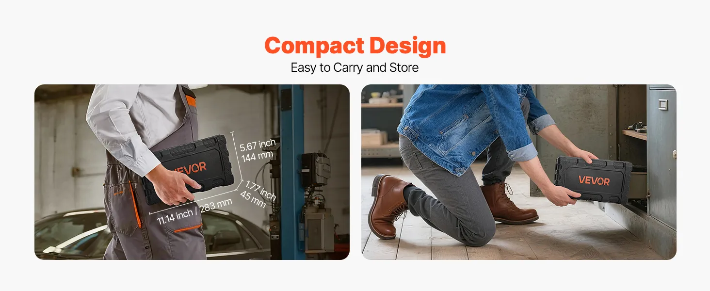 VEVOR Socket Set, 46 Pieces, 1/4 inch Drive Socket Tool Set, SAE and Metric Size, Deep and Standard, Mechanic Tool Kit with Storage Case, Chrome Plated CR-V Alloy Steel, for Automotive Repair