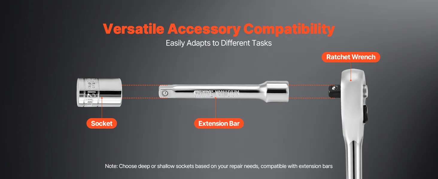 VEVOR Socket Set, 70 Pieces, 1/4 inch Drive Socket and Ratchet Set, SAE and Metric, Deep and Shallow, Mechanic Tool Kit with Bits, Accessories and Storage Case, CR-V Alloy Steel, for Automotive Repair