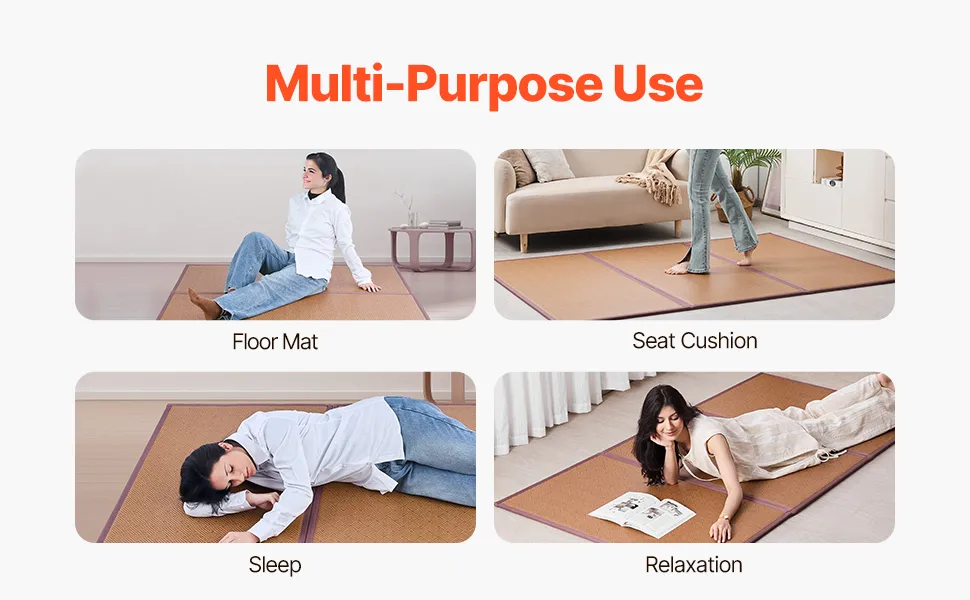 KITBRHOME Tatami Mat (Queen 80" X 60" X 0.5"), Japanese Traditional Tatami Mattress, Natural Rush Grass Floor Mat For Sleeping, Sitting, Yoga, Relaxing
