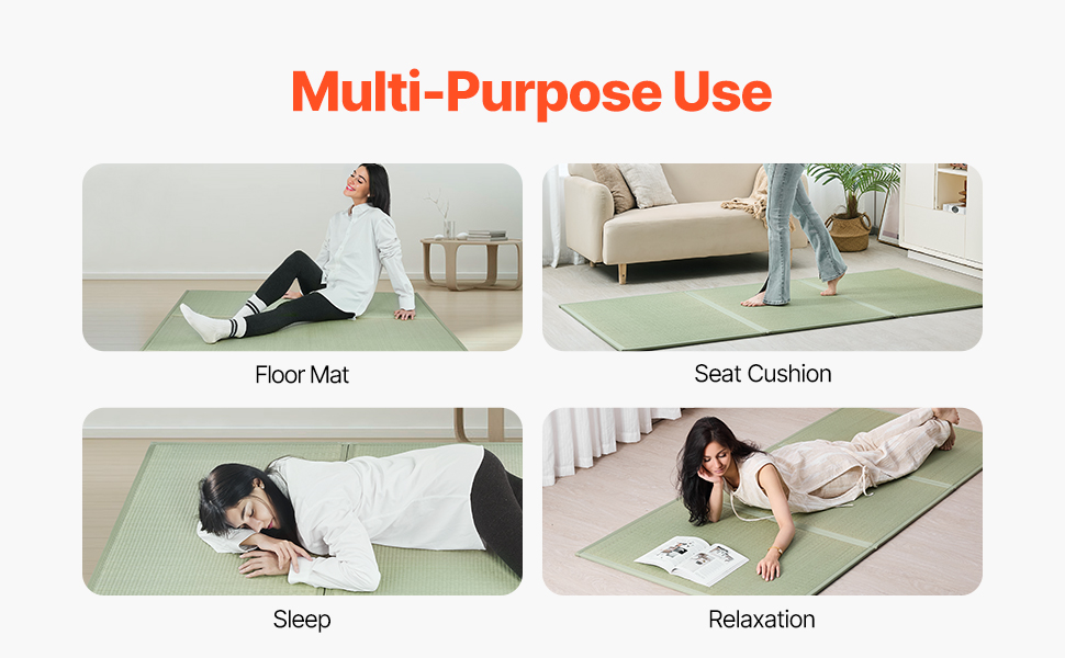 VEVOR Japanese Futon Mat – Twin Size Natural Rush Grass