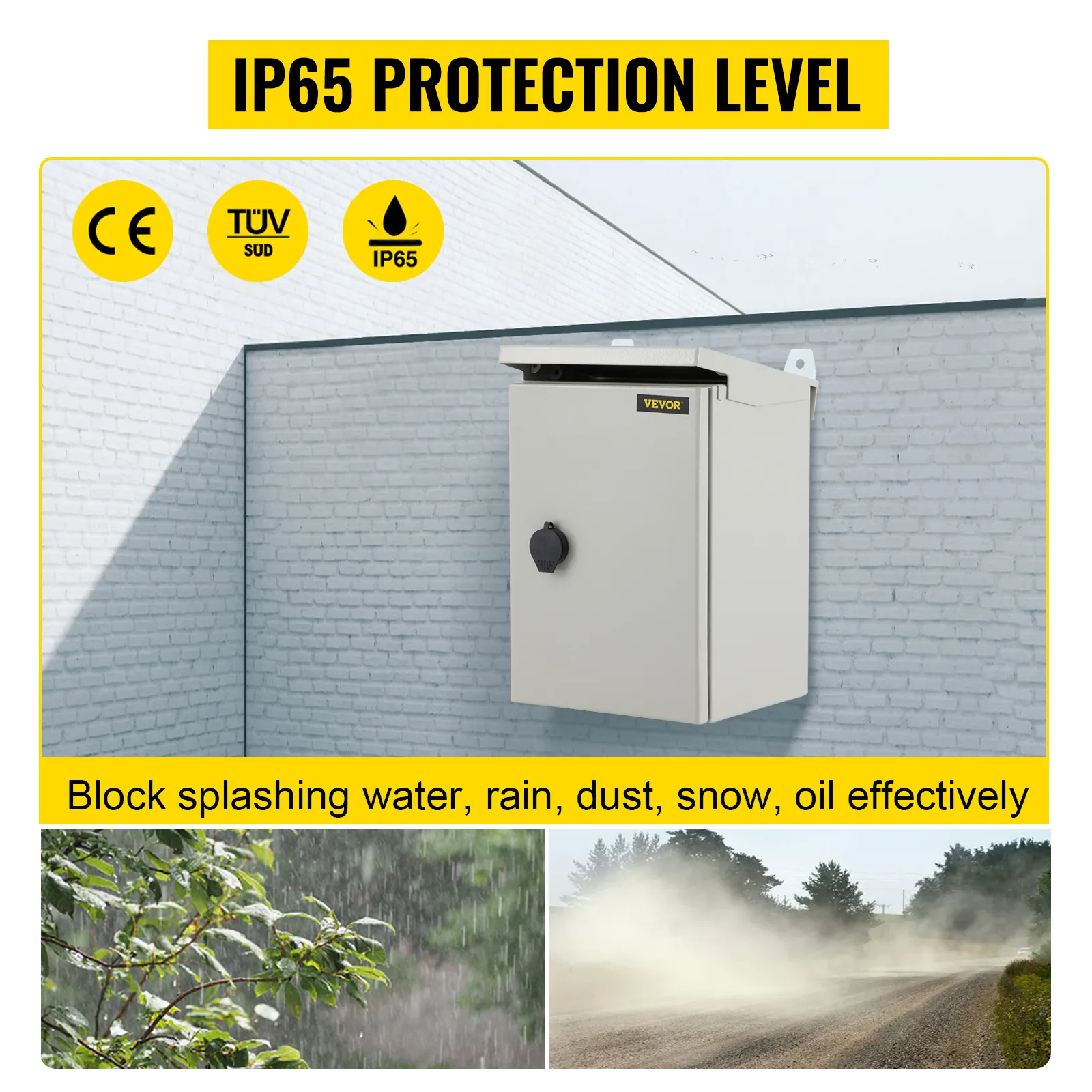 Caja eléctrica VEVOR, protección ip65 contra agua, polvo, nieve y aceite. Certificación ce, tuv sud.