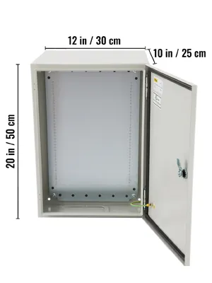 Caja eléctrica VEVOR con puerta abierta, de 20x12x10 pulgadas.