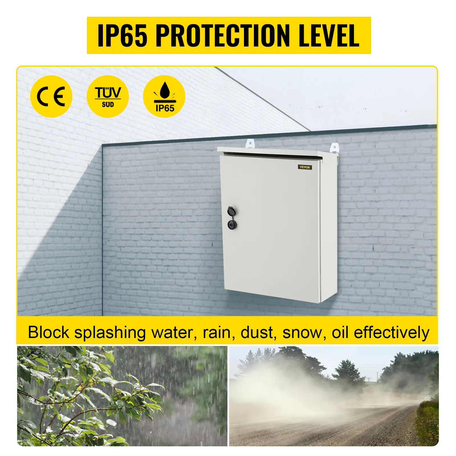 Caja eléctrica VEVOR con protección IP65, protección contra agua, polvo y aceite. Certificación CE, Tüv Tüv Süd.