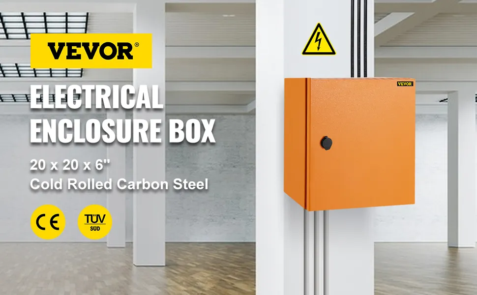 VEVOR electrical enclosure box, 20x20x6”, cold rolled carbon steel, ce and tuv certified.